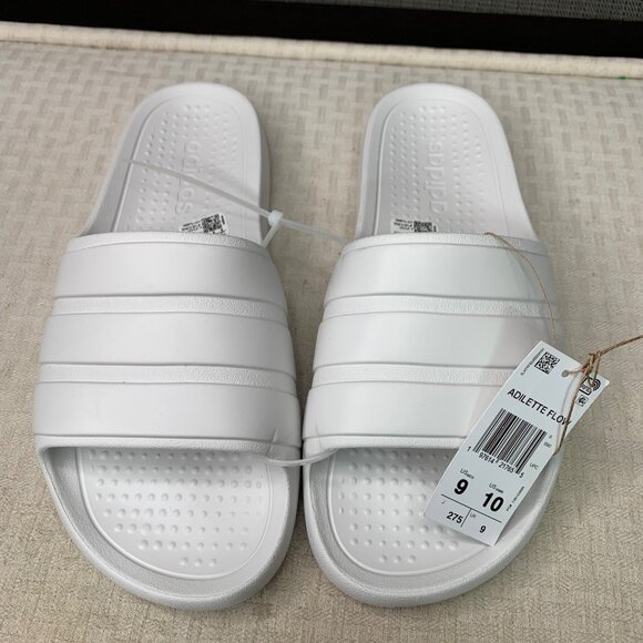 Adidas Adilette Flow Mens Size 9 Womens Size 10 White Slide Sandals unisex - Picture 1 of 6